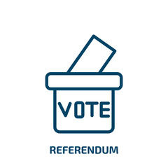 referendum icon from general collection. Thin linear referendum, voting, polling outline icon isolated on white background. Line vector referendum sign, symbol for web and mobile