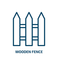 wooden fence icon from general collection. Thin linear wooden fence, picket, rural outline icon isolated on white background. Line vector wooden fence sign, symbol for web and mobile