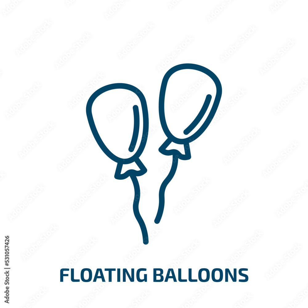 Poster floating balloons icon from general collection. thin linear floating balloons, balloon, sky outline 