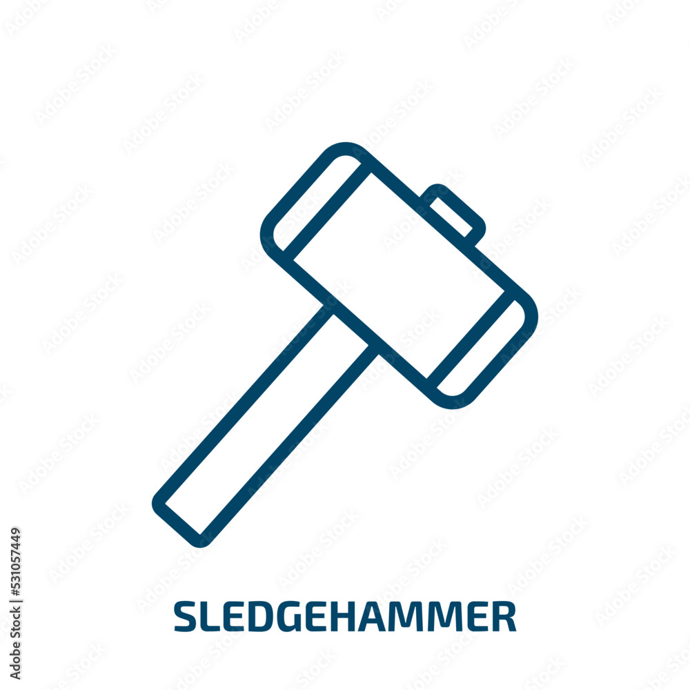 Poster sledgehammer icon from general collection. thin linear sledgehammer, vector, hammer outline icon iso