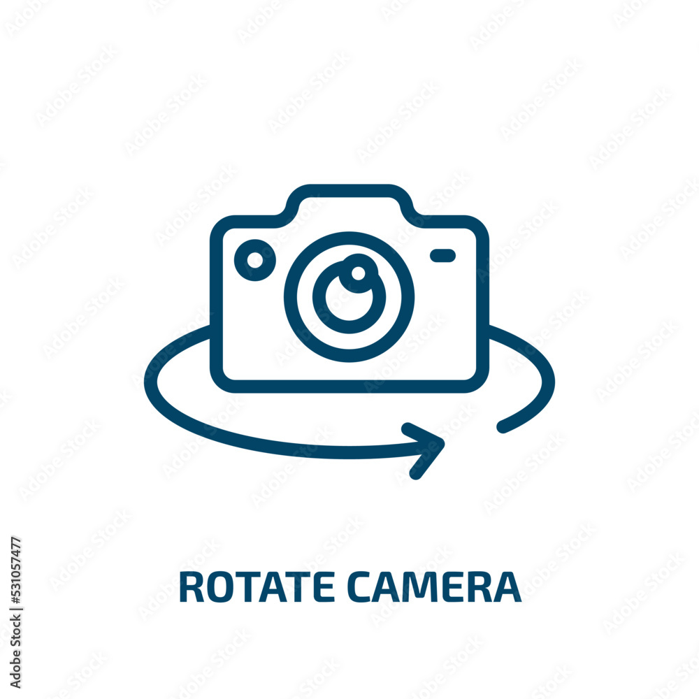 Poster rotate camera icon from internet security collection. thin linear rotate camera, rotate, arrow outli