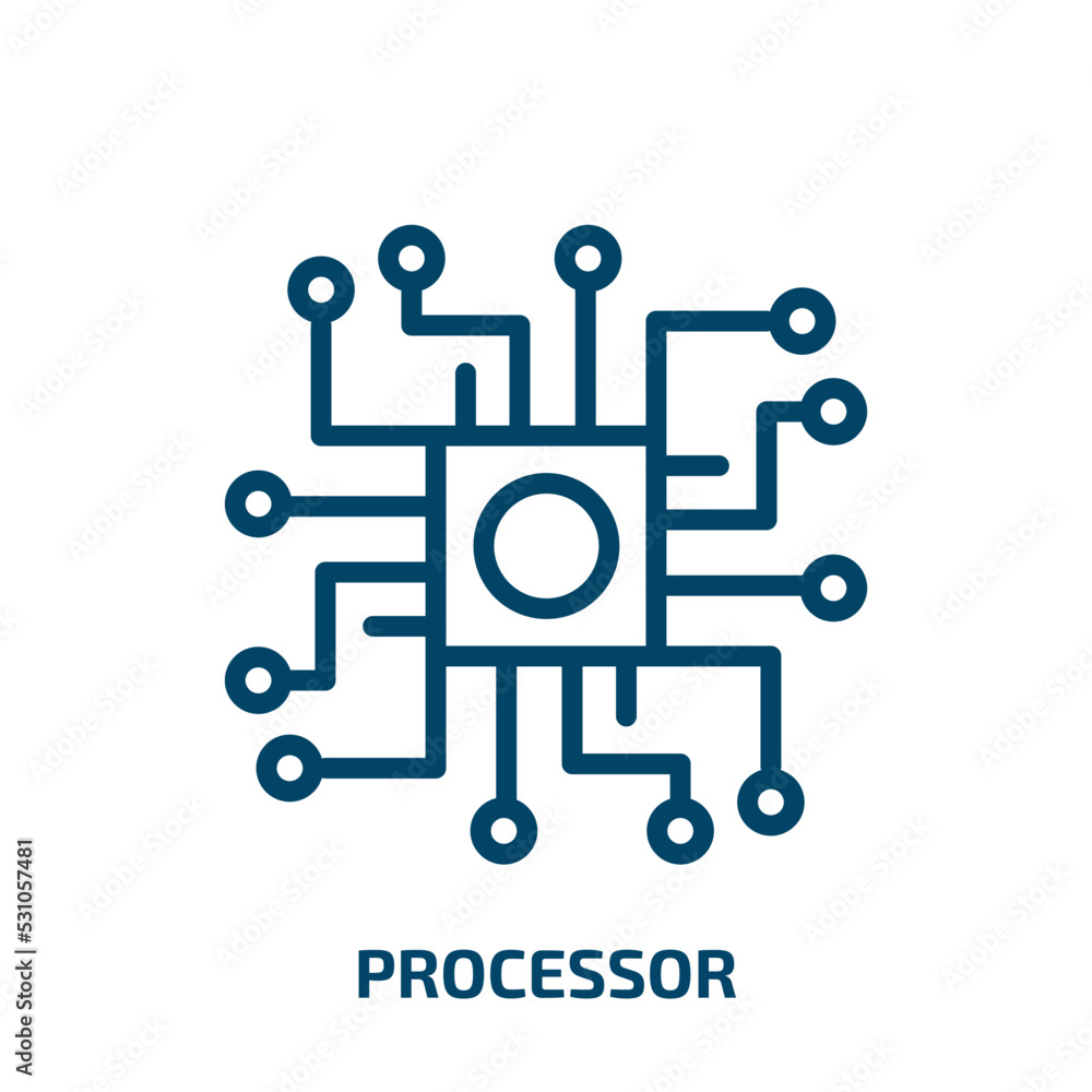 Poster processor icon from internet security collection. Thin linear processor, network, technology outline icon isolated on white background. Line vector processor sign, symbol for web and mobile