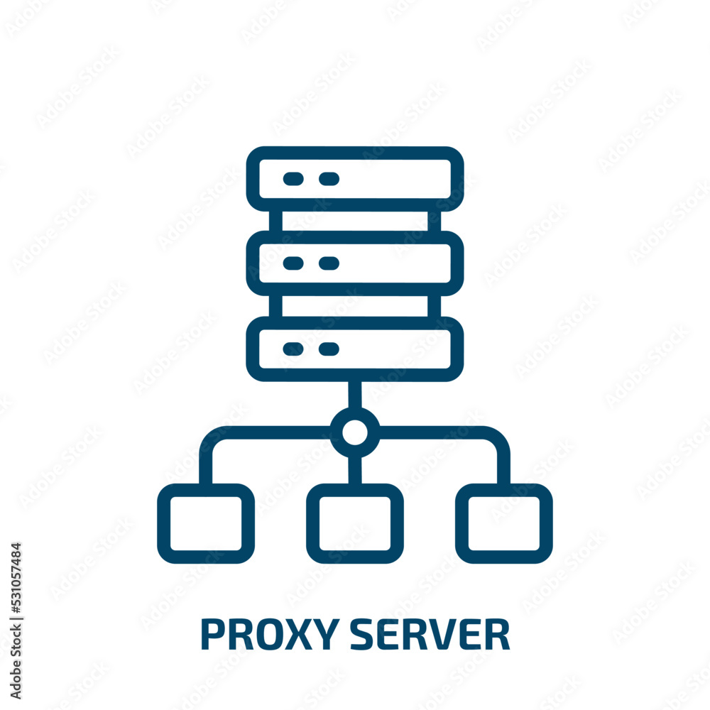 Poster proxy server icon from internet security collection. thin linear proxy server, data, proxy outline i