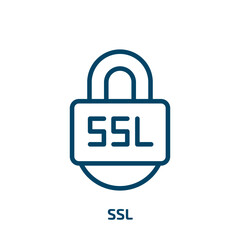 ssl icon from internet security collection. Thin linear ssl, protection, secure outline icon isolated on white background. Line vector ssl sign, symbol for web and mobile