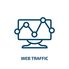 web traffic icon from internet security collection. Thin linear web traffic, traffic, computer outline icon isolated on white background. Line vector web traffic sign, symbol for web and mobile