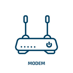Obraz premium modem icon from internet security collection. Thin linear modem, connection, internet outline icon isolated on white background. Line vector modem sign, symbol for web and mobile
