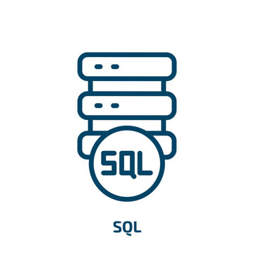 sql icon from internet security collection. Thin linear sql, internet, computer outline icon isolated on white background. Line vector sql sign, symbol for web and mobile