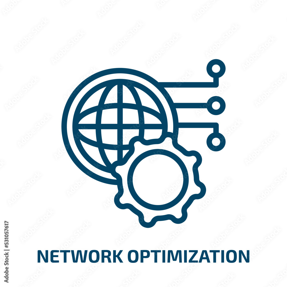 Poster network optimization icon from internet security collection. thin linear network optimization, optim