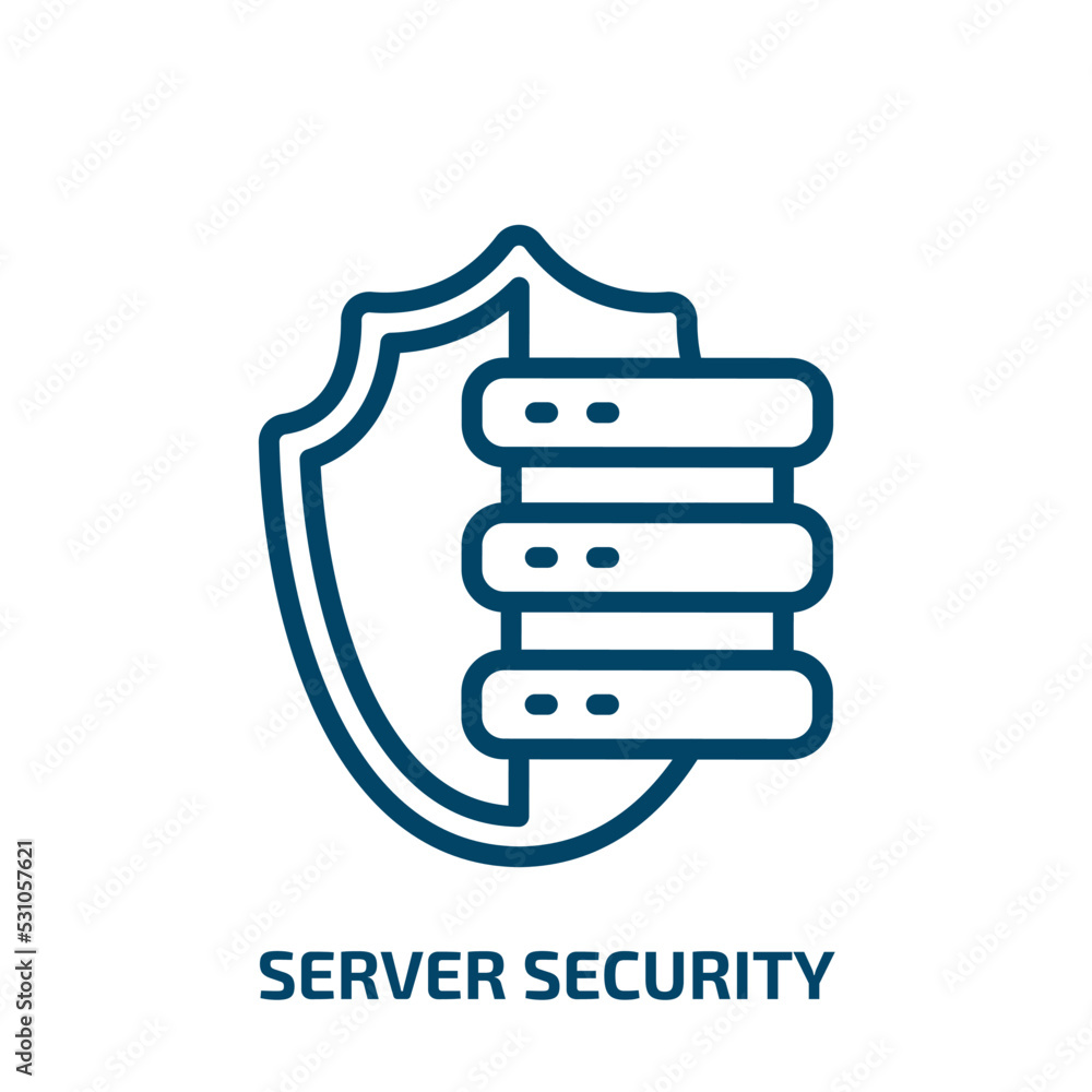 Poster server security icon from internet security collection. thin linear server security, server, network