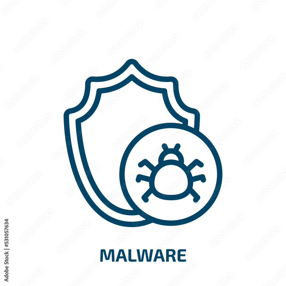 Poster malware icon from internet security collection. thin linear malware, virus, security outline icon is