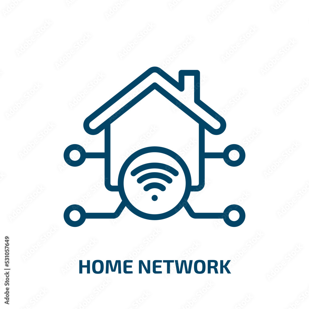 Poster home network icon from internet security collection. thin linear home network, internet, network out