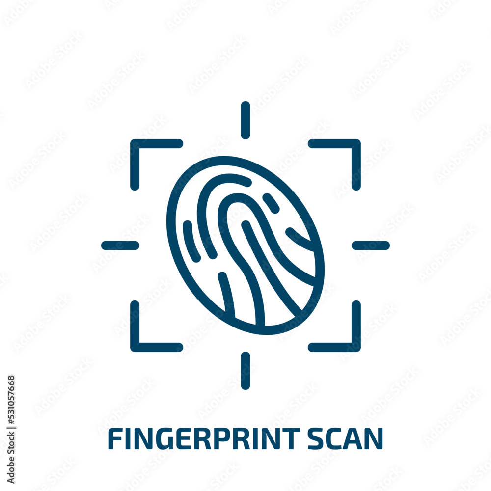 Poster fingerprint scan icon from internet security collection. thin linear fingerprint scan, fingerprint, 