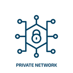private network icon from internet security collection. Thin linear private network, private, data outline icon isolated on white background. Line vector private network sign, symbol for web and