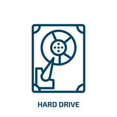 hard drive icon from internet security collection. Thin linear hard drive, computer, technology outline icon isolated on white background. Line vector hard drive sign, symbol for web and mobile