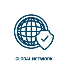global network icon from internet security collection. Thin linear global network, data, global outline icon isolated on white background. Line vector global network sign, symbol for web and mobile