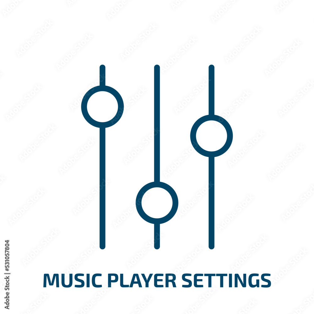 Poster music player settings icon from music and media collection. thin linear music player settings, sound