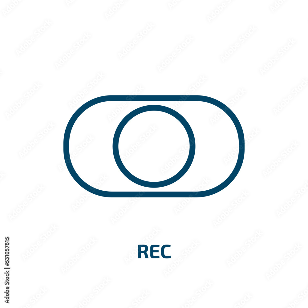 Poster rec icon from music and media collection. thin linear rec, video, record outline icon isolated on wh