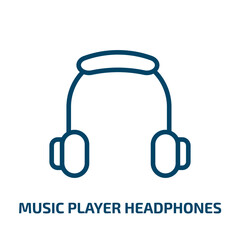 music player headphones icon from music and media collection. Thin linear music player headphones, music, player outline icon isolated on white background. Line vector music player headphones sign,