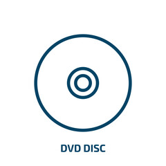 dvd disc icon from music and media collection. Thin linear dvd disc, compact, data outline icon isolated on white background. Line vector dvd disc sign, symbol for web and mobile