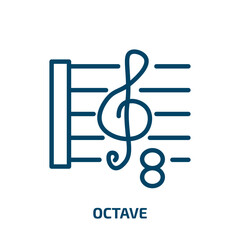 octave icon from music and media collection. Thin linear octave, play, sound outline icon isolated on white background. Line vector octave sign, symbol for web and mobile - obrazy, fototapety, plakaty