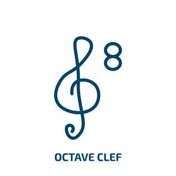 octave clef icon from music and media collection. Thin linear octave clef, play, sound outline icon isolated on white background. Line vector octave clef sign, symbol for web and mobile