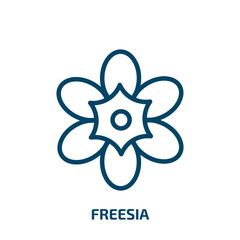freesia icon from nature collection. Thin linear freesia, nature, flora outline icon isolated on white background. Line vector freesia sign, symbol for web and mobile