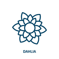 dahlia icon from nature collection. Thin linear dahlia, floral, flower outline icon isolated on white background. Line vector dahlia sign, symbol for web and mobile