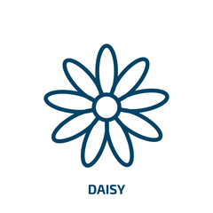 daisy icon from nature collection. Thin linear daisy, flower, floral outline icon isolated on white background. Line vector daisy sign, symbol for web and mobile