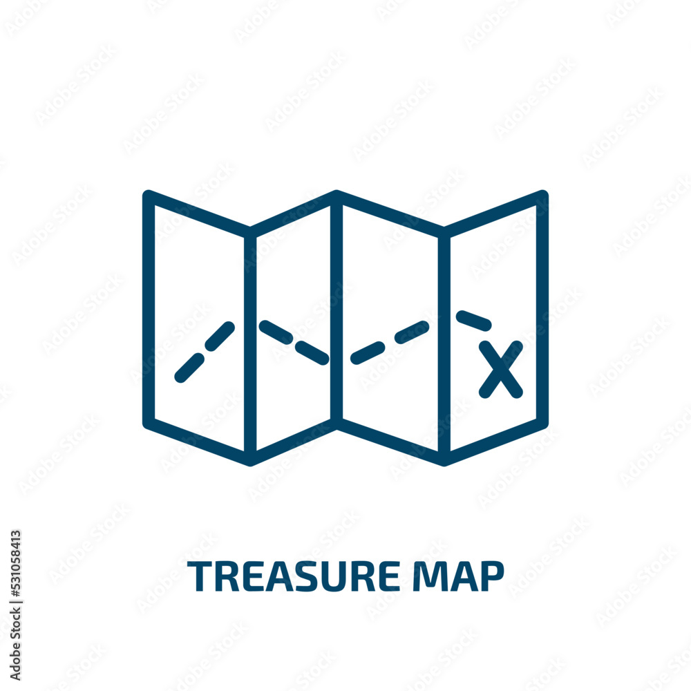 Poster treasure map icon from nautical collection. thin linear treasure map, treasure, map outline icon iso