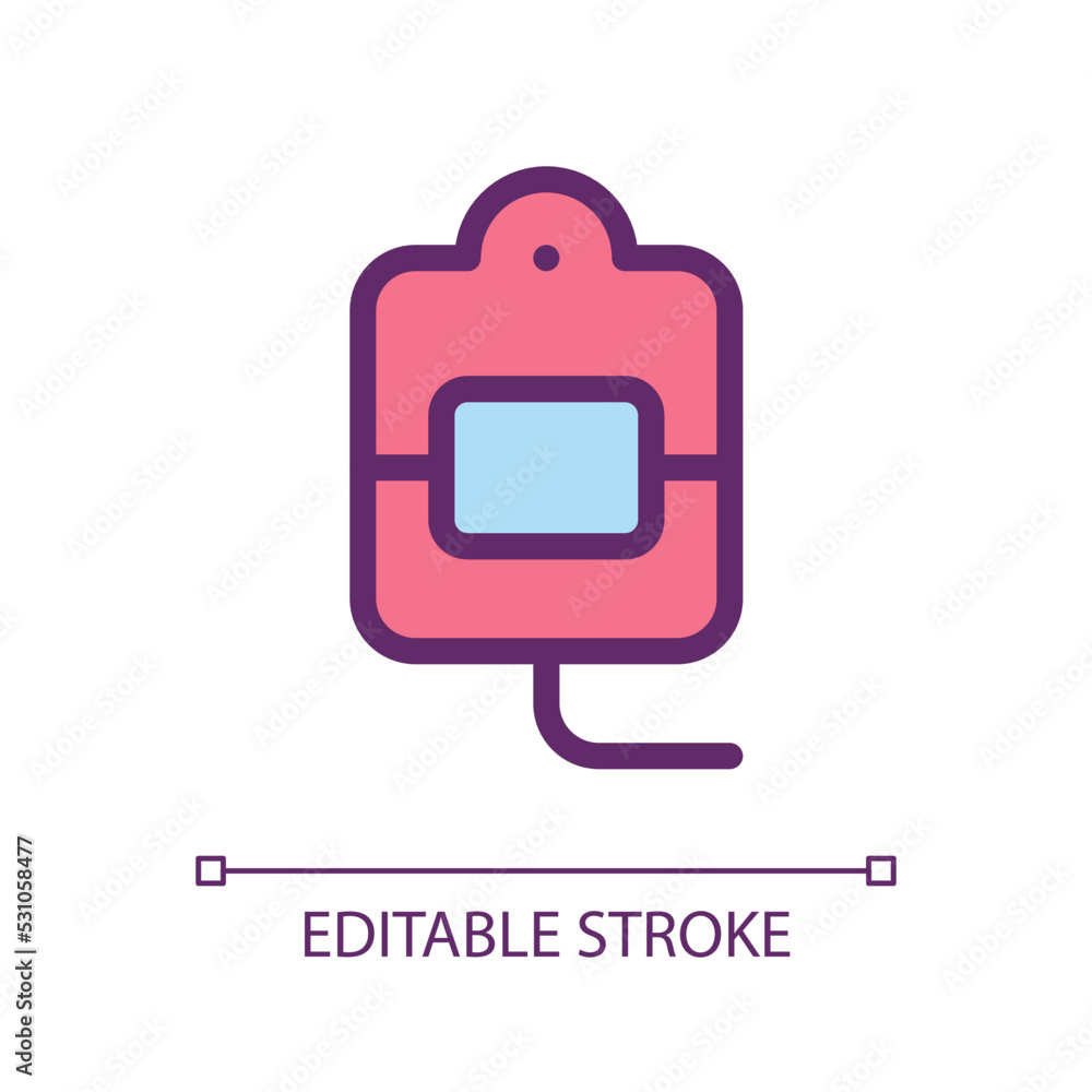Poster blood transfusion pixel perfect rgb color ui icon. medical procedure. simple filled line element. gu