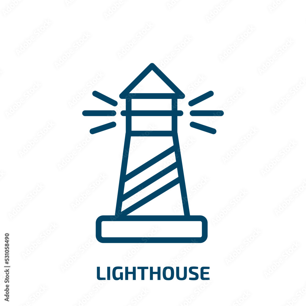 Poster lighthouse icon from nautical collection. thin linear lighthouse, sea, flat outline icon isolated on