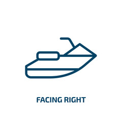 facing right icon from nautical collection. Thin linear facing right, facing right, ship outline icon isolated on white background. Line vector facing right sign, symbol for web