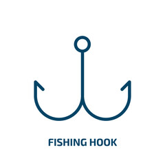 fishing hook icon from nautical collection. Thin linear fishing hook, hook, catch outline icon isolated on white background. Line vector fishing hook sign, symbol for web and mobile