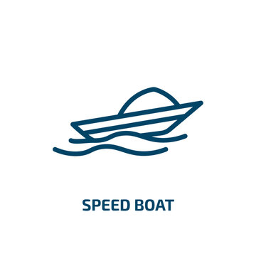 speed boat icon from nautical collection. Thin linear speed boat, ship, marine outline icon isolated on white background. Line vector speed boat sign, symbol for web and mobile