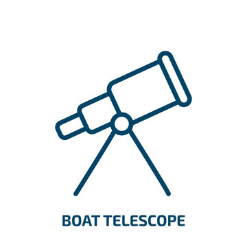 boat telescope icon from nautical collection. Thin linear boat telescope, telescope, sea outline icon isolated on white background. Line vector boat telescope sign, symbol for web and mobile