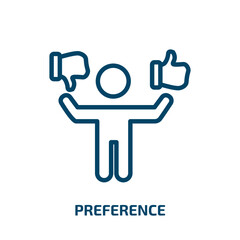 preference icon from people collection. Thin linear preference, options, support outline icon isolated on white background. Line vector preference sign, symbol for web and mobile
