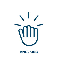 knocking icon from people collection. Thin linear knocking, knock, competition outline icon isolated on white background. Line vector knocking sign, symbol for web and mobile