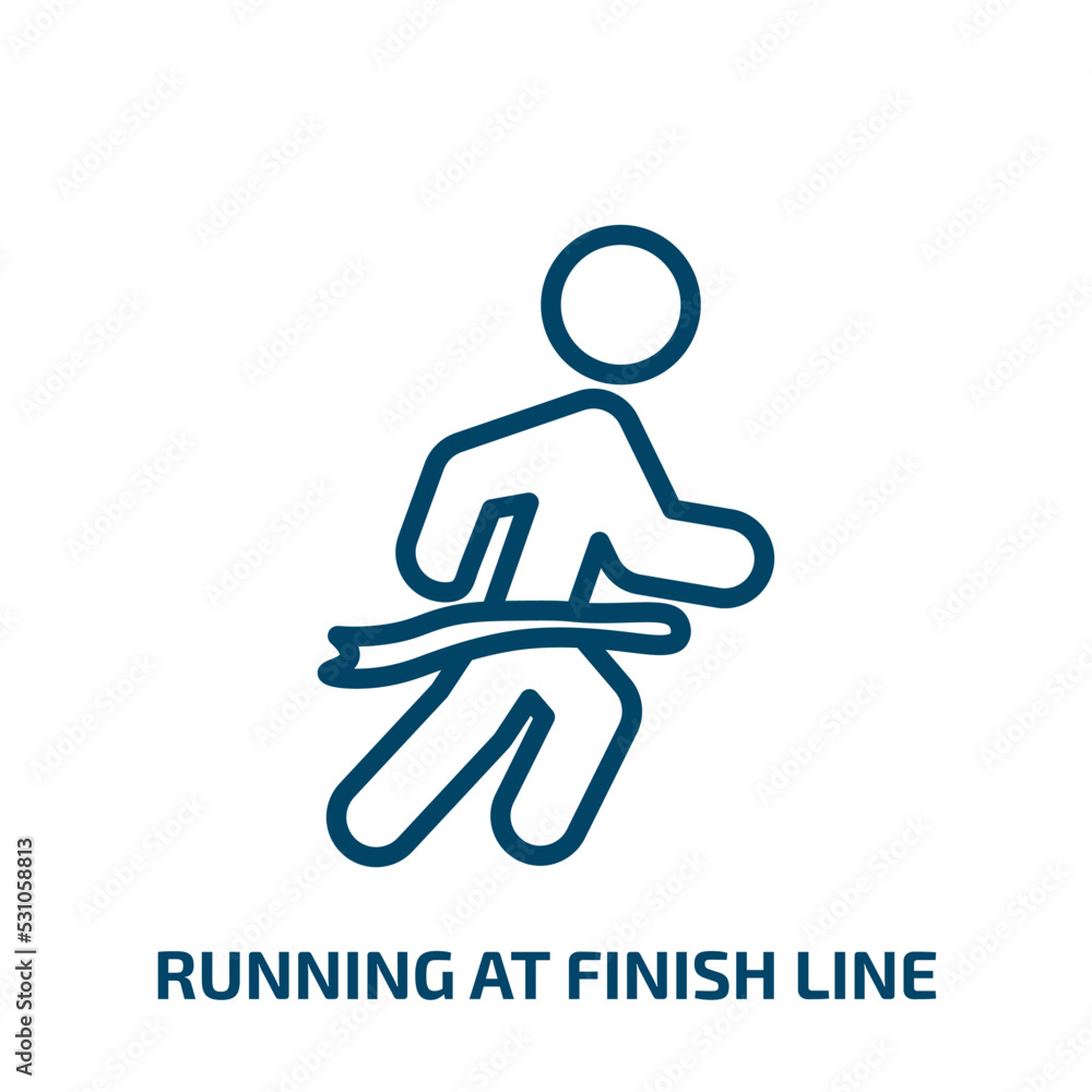 Poster running at finish line icon from people collection. thin linear running at finish line, finish, mara