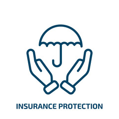 insurance protection icon from people collection. Thin linear insurance protection, protection, insurance outline icon isolated on white background. Line vector insurance protection sign, symbol for