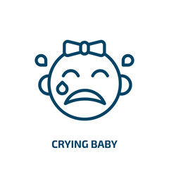 crying baby icon from people collection. Thin linear crying baby, baby, child outline icon isolated on white background. Line vector crying baby sign, symbol for web and mobile