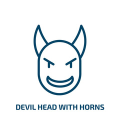 devil head with horns icon from people collection. Thin linear devil head with horns, head, horn outline icon isolated on white background. Line vector devil head with horns sign, symbol for web and