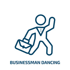 businessman dancing icon from people collection. Thin linear businessman dancing, man, happy outline icon isolated on white background. Line vector businessman dancing sign, symbol for web and mobile