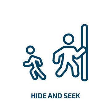 hide and seek icon from people collection. Thin linear hide and seek, invisible, find outline icon isolated on white background. Line vector hide and seek sign, symbol for web and mobile