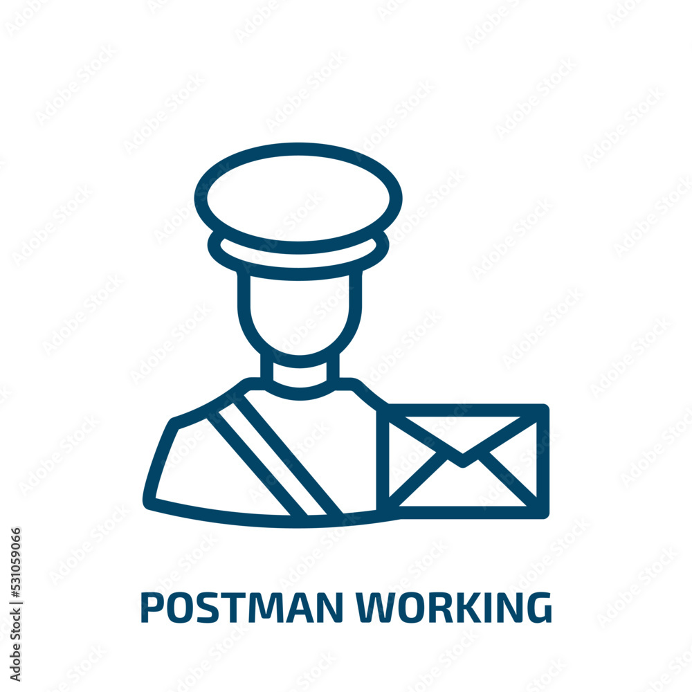 Poster postman working icon from people collection. thin linear postman working, postman, shipping outline 
