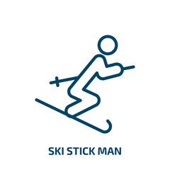 ski stick man icon from people collection. Thin linear ski stick man, competition, ice outline icon isolated on white background. Line vector ski stick man sign, symbol for web and mobile