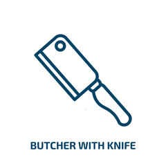 butcher with knife icon from people collection. Thin linear butcher with knife, butcher, knife outline icon isolated on white background. Line vector butcher with knife sign, symbol for web and mobile