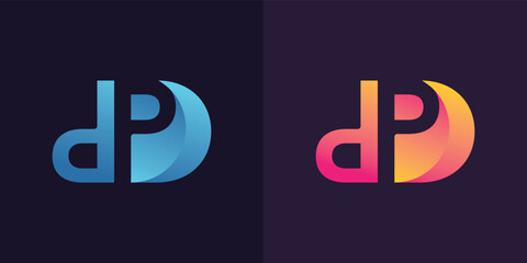 Two Letter P and D or PD DP Logo Design