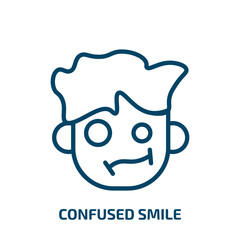 confused smile icon from people collection. Thin linear confused smile, happy, smile outline icon isolated on white background. Line vector confused smile sign, symbol for web and mobile