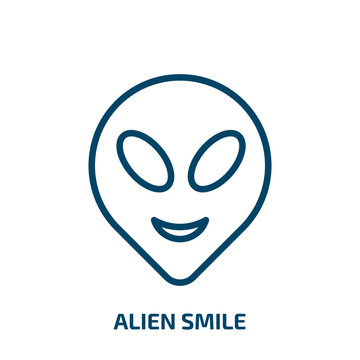 alien smile icon from people collection. Thin linear alien smile, alien, smile outline icon isolated on white background. Line vector alien smile sign, symbol for web and mobile