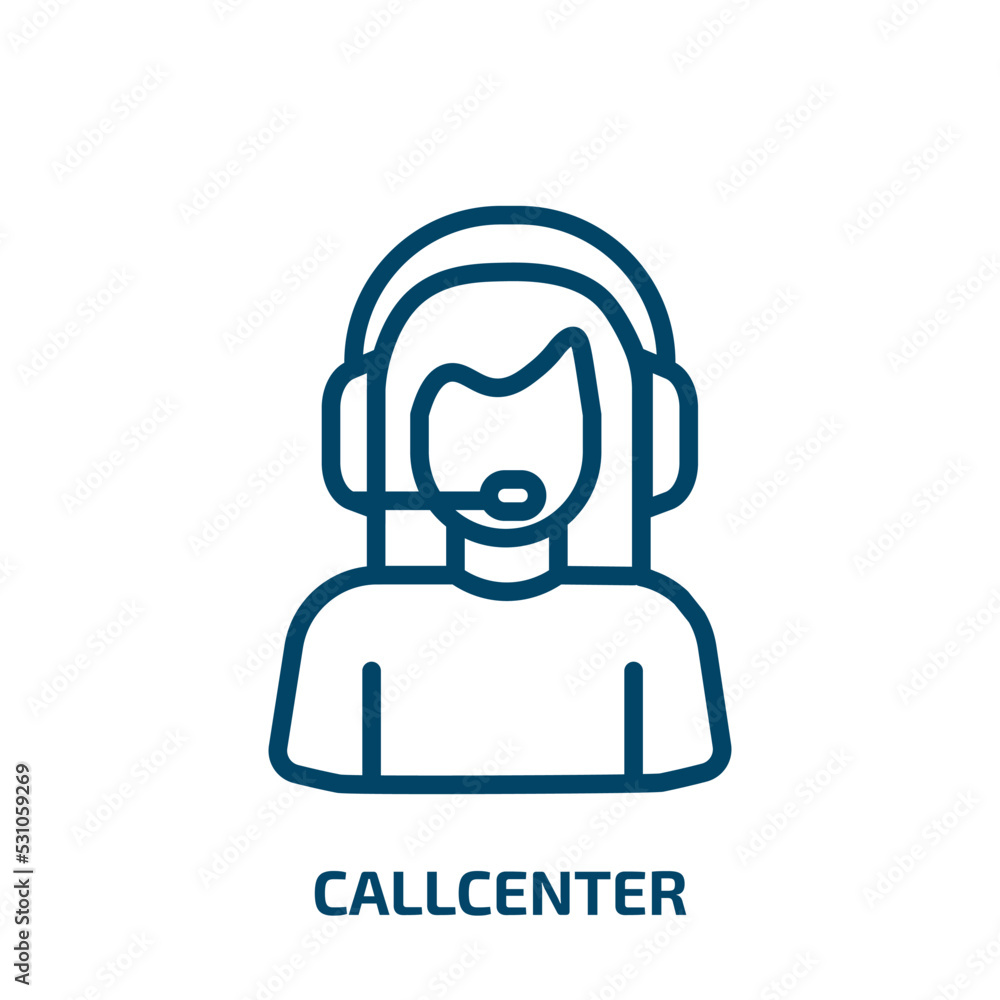 Aufkleber callcenter icon from professions collection. thin linear callcenter, operator, phone outline icon is